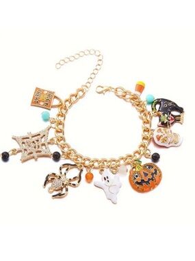 Gold-Tone Halloween Charm Bracelet with Charms
